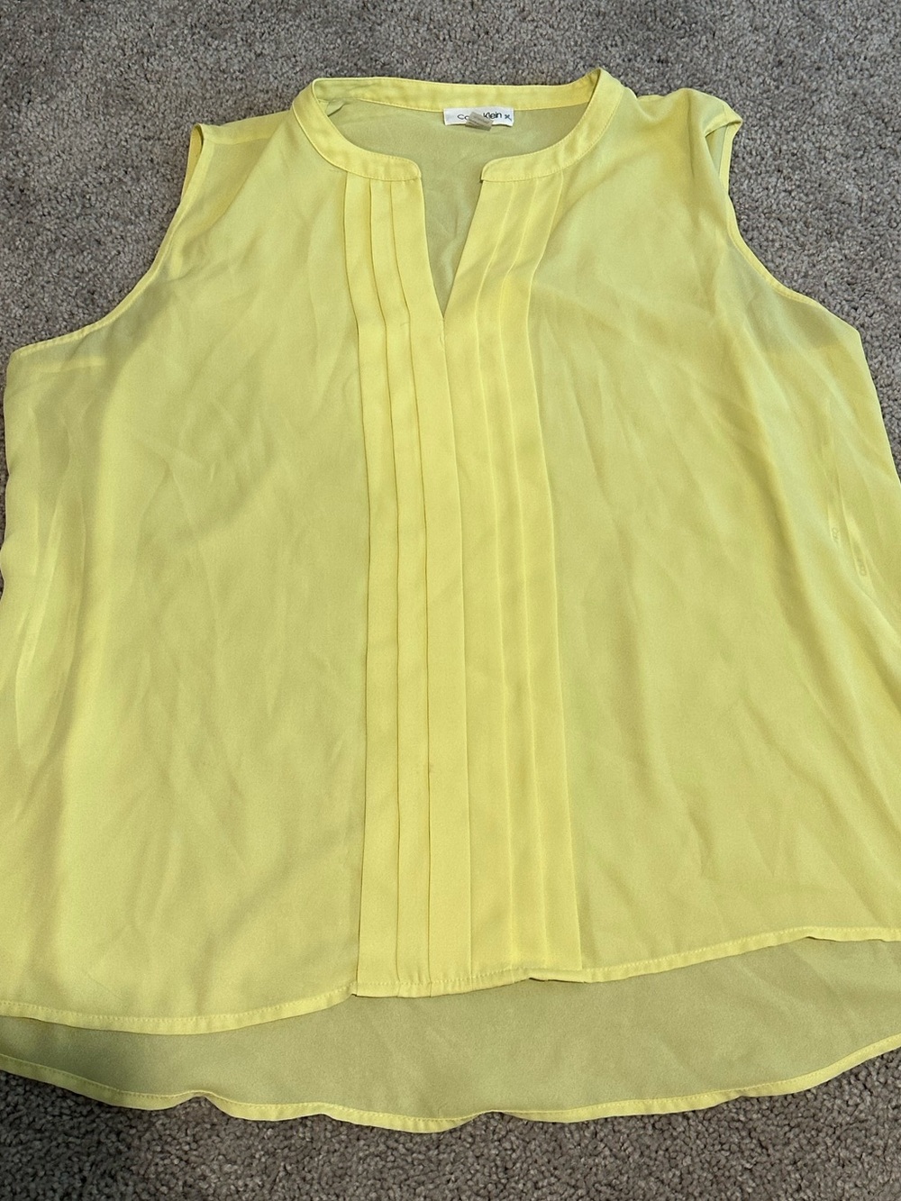 Calvin Klein Yellow Sleeveless Pleated Front Camisole